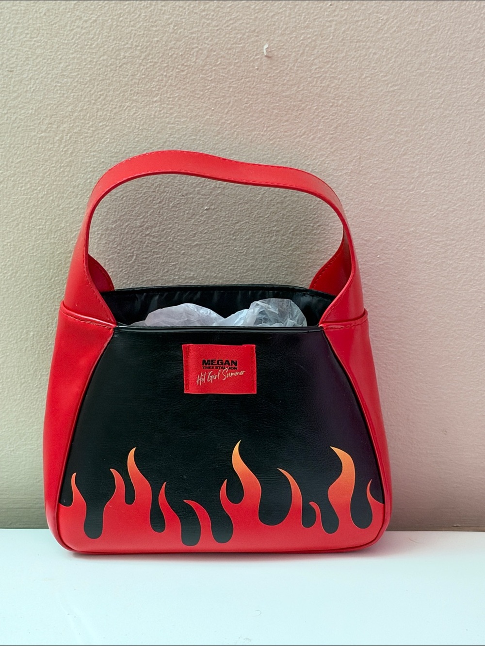 Megan The Stallion Red & Black Flame Accent Shoulder Bag